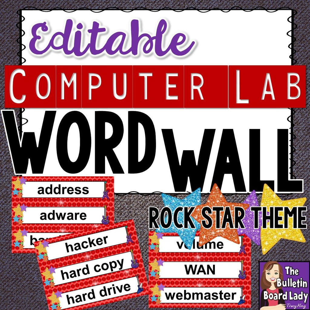 Computer Lab Word Wall Rock Star Theme – The Bulletin Board Lady