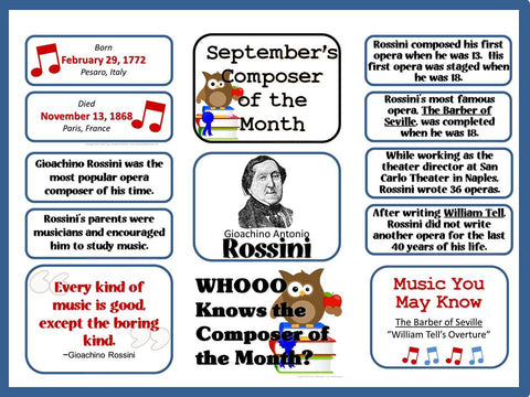 Rossini Composer of the Month (September) Bulletin Board Kit