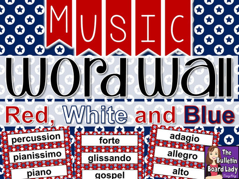 Music Word Wall Set – Red White and Blue