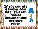 Printing Tips Posters for Computer Lab –Camping Theme