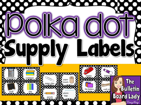 Supply Labels – Black and White Polka Dots